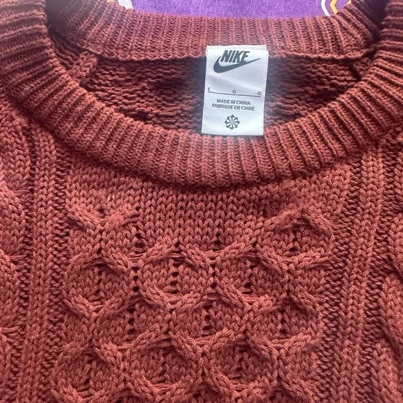Nike Men's Brown Cable Knit Sweater - Picture 5 of 5